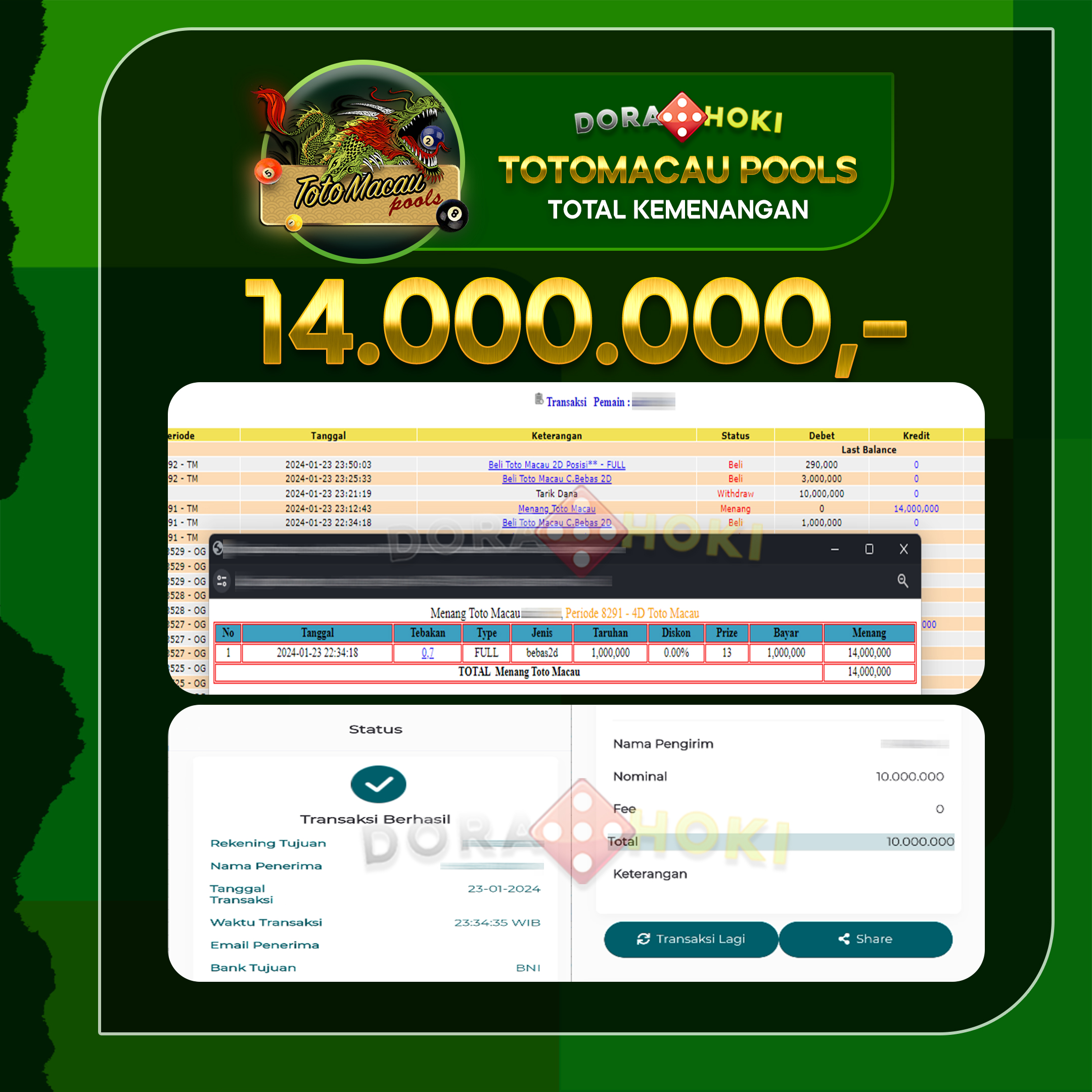 Togel Totomacau 4D Rp.14.000.000