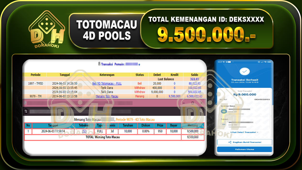 TOGEL Toto Macau 9.500.000