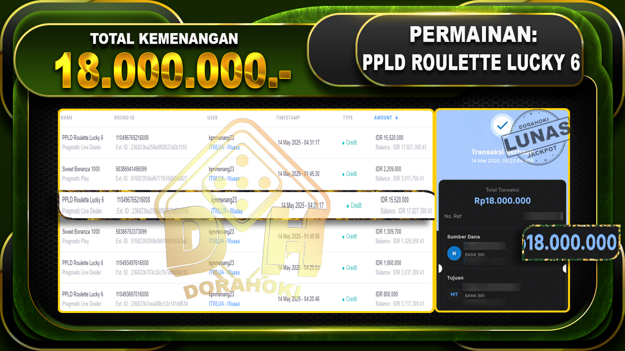 PPLD Roulette Lucky 6