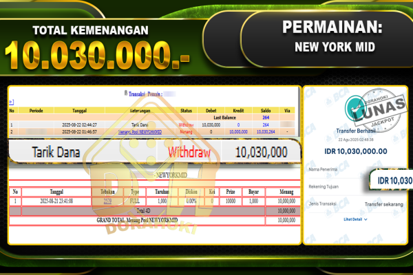 TOGEL NEWYORKMID Rp.10,030,000